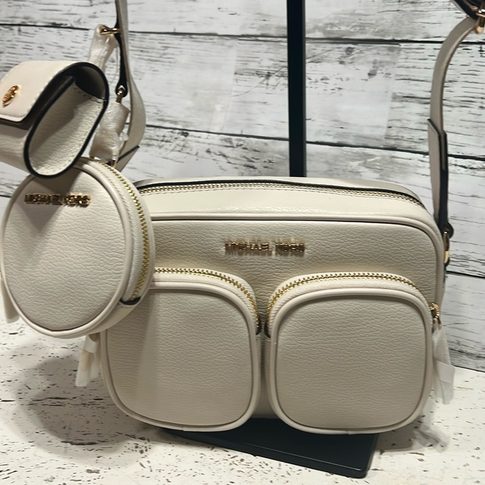 MICHAEL KORS JET SET MEDIUM CROSSBODY BAG PURSE LT CREAM - Picture 3 of 11
